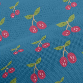 Hand Drawn Cherry Pattern Performance Linen