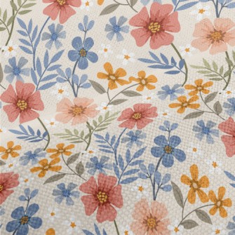 Colorful Hand Drawn Flowers Performance Linen