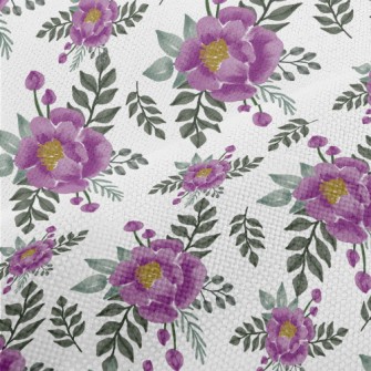 Watercolor Purple Roses Performance Linen