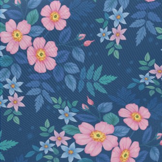 Hand Painted Watercolor Flower Twill