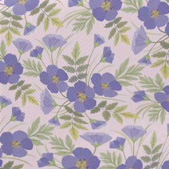 Blue Purple Flowers Twill