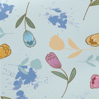 Colorful Cartoon Tulips Twill