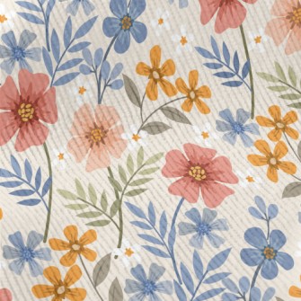 Colorful Hand Drawn Flowers Standard Corduroy