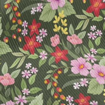Red Pink Flowers Standard Corduroy