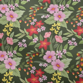 Red Pink Flowers Dobby