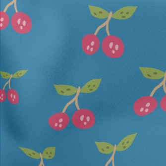 Hand Drawn Cherry Pattern Stretch Ponte