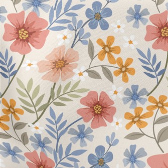 Colorful Hand Drawn Flowers Stretch Ponte