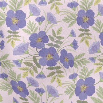 Blue Purple Flowers Stretch Ponte