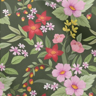 Red Pink Flowers Micro Fleece