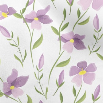 Cartoon Purple Flowers Micro Fleece