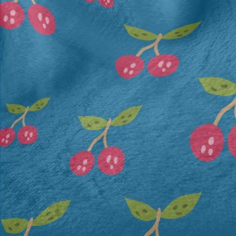 Hand Drawn Cherry Pattern Minky