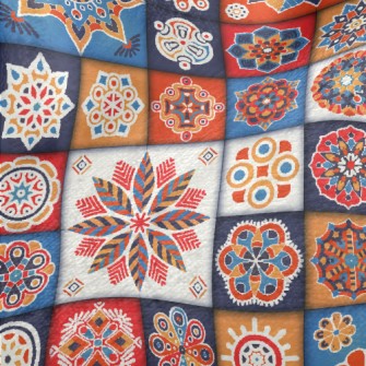 Abstract Art Flowers Minky