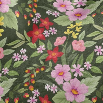 Red Pink Flowers Minky