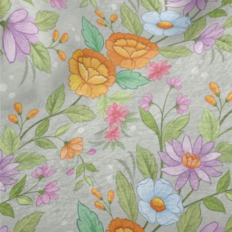 Cartoon Hand Drawn Flowers Minky