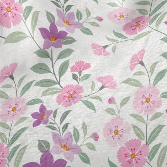 Cherry Blossoms With Purple Fl Minky