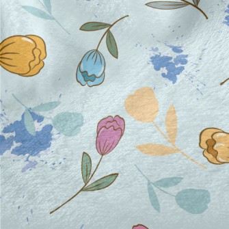 Colorful Cartoon Tulips Minky