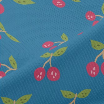 Hand Drawn Cherry Pattern Piqué
