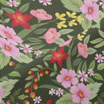 Red Pink Flowers Piqué