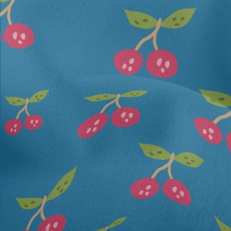 Hand Drawn Cherry Pattern Lightweight Performance Linen