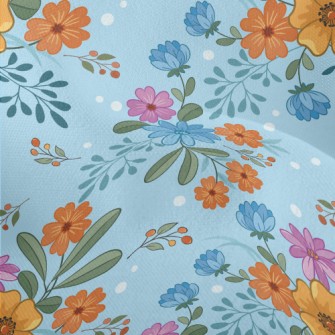 Cartoon Flowers Lightweight Performance Linen