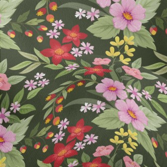 Red Pink Flowers Lightweight Performance Linen