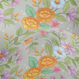 Cartoon Hand Drawn Flowers Lightweight Performance Linen