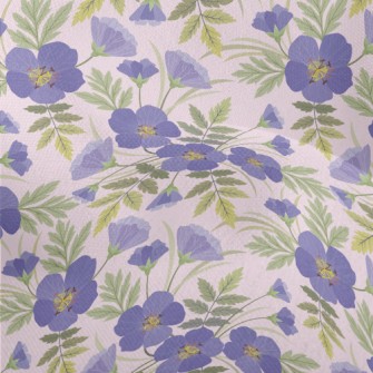 Blue Purple Flowers Lightweight Performance Linen