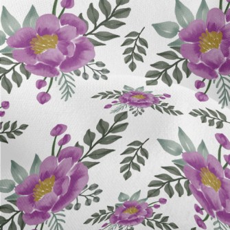 Watercolor Purple Roses Lightweight Performance Linen