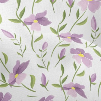 Cartoon Purple Flowers Lightweight Performance Linen