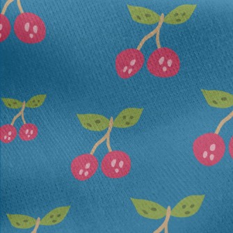 Hand Drawn Cherry Pattern Jersey Backed Fleece