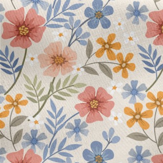 Colorful Hand Drawn Flowers Jersey Backed Fleece