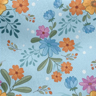 Cartoon Flowers Jersey Backed Fleece
