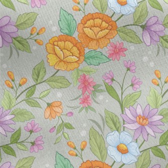 Cartoon Hand Drawn Flowers Jersey Backed Fleece