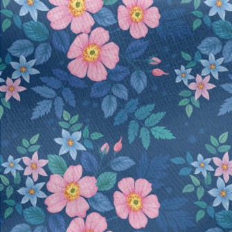 Hand Painted Watercolor Flower Jersey Backed Fleece