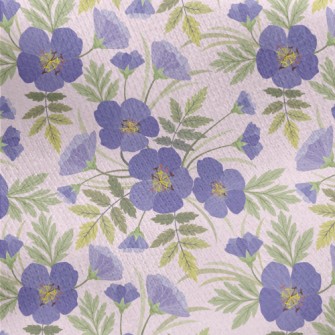 Blue Purple Flowers Jersey Backed Fleece