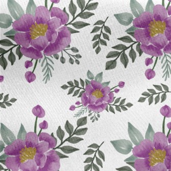 Watercolor Purple Roses Jersey Backed Fleece