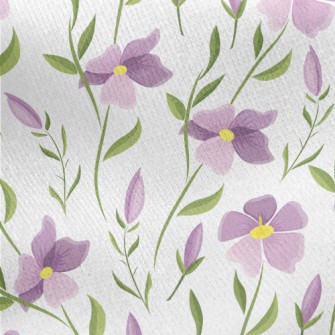 Cartoon Purple Flowers Jersey Backed Fleece