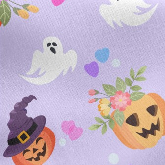Cute Pumpkin And Ghost Jersey Backed Fleece
