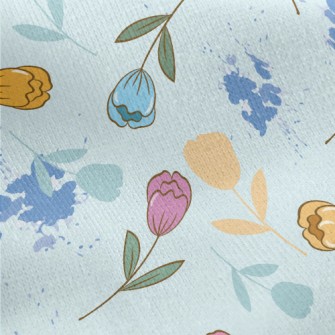 Colorful Cartoon Tulips Jersey Backed Fleece