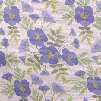 Blue Purple Flowers Pongee