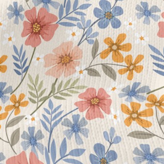 Colorful Hand Drawn Flowers Stretch Jersey