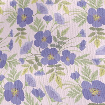 Blue Purple Flowers Stretch Jersey