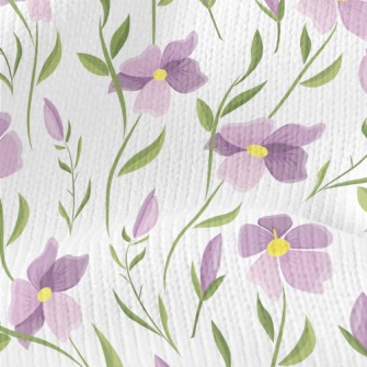 Cartoon Purple Flowers Stretch Jersey