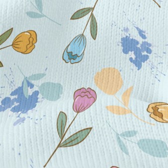 Colorful Cartoon Tulips Stretch Jersey