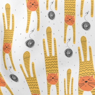 Cat Playing With A Ball Of Yar Lightweight Cotton Poplin