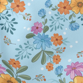 Cartoon Flowers Lightweight Cotton Poplin