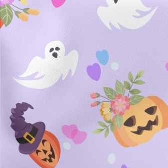 Cute Pumpkin And Ghost Lightweight Cotton Poplin