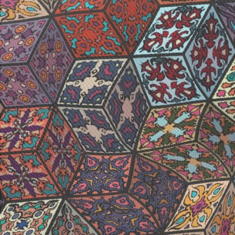 Colorful Retro Pattern Midweight Cotton Poplin