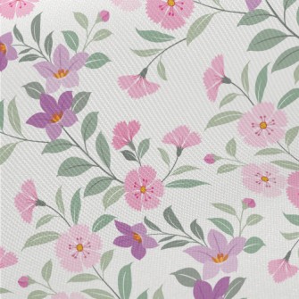 Cherry Blossoms With Purple Fl Midweight Cotton Poplin