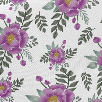 Watercolor Purple Roses Midweight Cotton Poplin